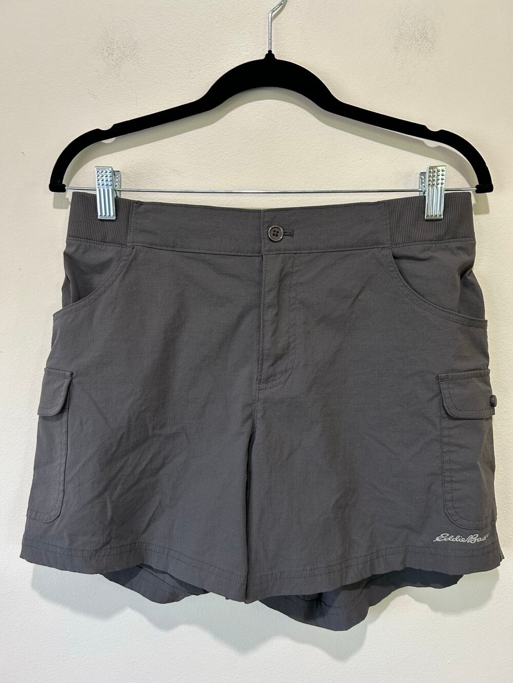 Eddie Bauer grey hiking shorts womens M tech material lightweight outdoors
